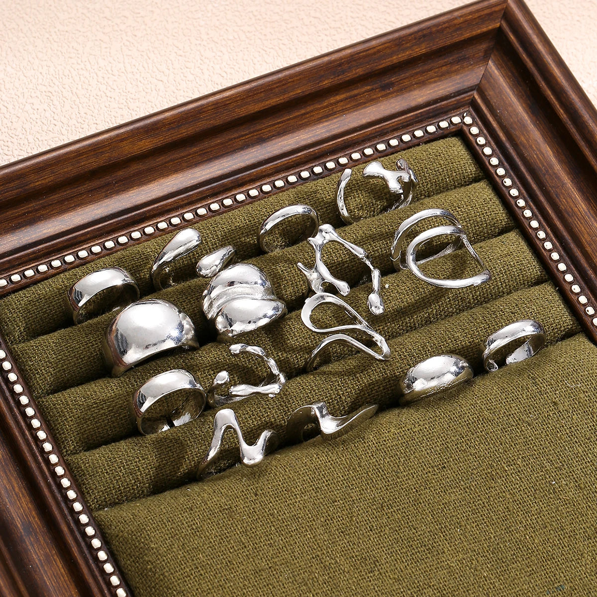 15PCS Chunky Geometric Ring Set – Women